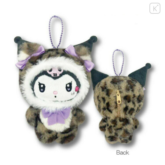 Japan Sanrio Ballchain Mascot Pouch - Kuromi : Leopard Loving Eyes - 2