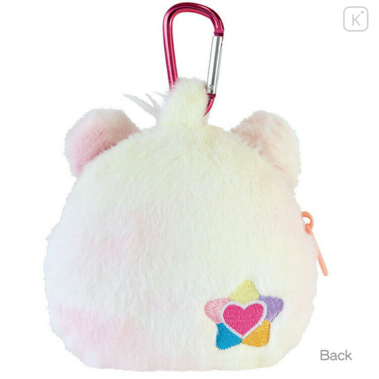 Japan Care Bears Mini Plush Pouch with Carabiner - True Heart Bear - 2