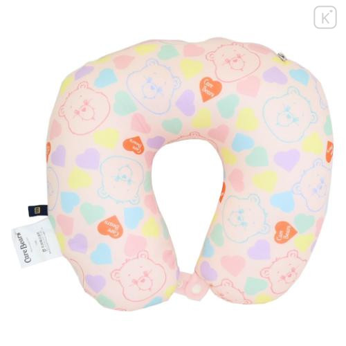 Japan Care Bears Travel Fluffy Neck Pillow Cushion - Cheer Bear Plush Style - 4