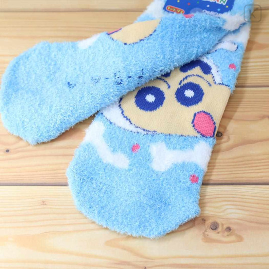 Japan Crayon Shin-chan Fluffy Socks - Shinnosuke Nohara & Shiro : Blue - 2