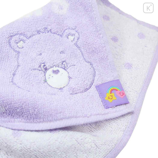 Japan Care Bears Mini Towel Jacquard Handkerchief - Best Friend Bear Purple - 2