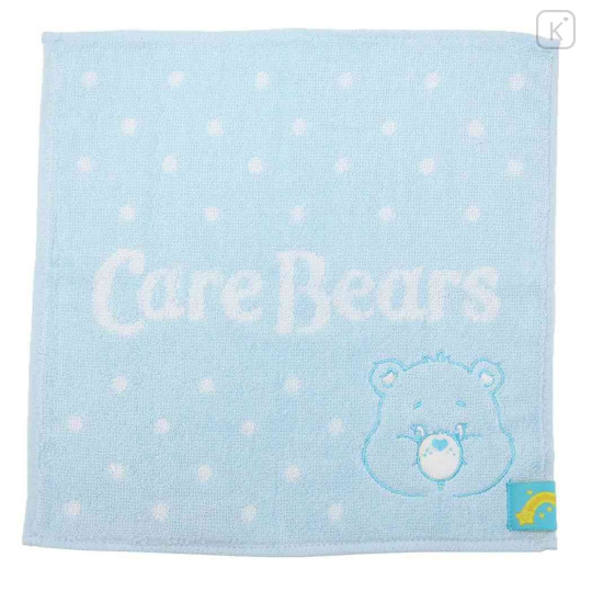 Japan Care Bears Mini Towel Jacquard Handkerchief - Wish Bear Blue - 1