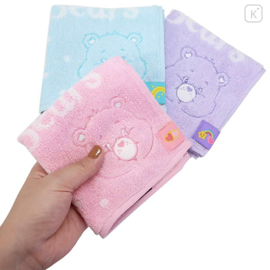 Japan Care Bears Mini Towel Jacquard Handkerchief - Wish Bear Blue - 3