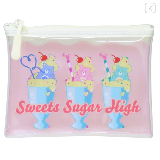 Japan Care Bears Clear Flat Mini Pouch - Wish Bear & Cheer Bear Sweets Sugar High - 1