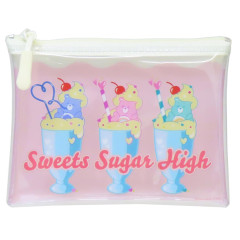 Japan Care Bears Clear Flat Mini Pouch - Wish Bear & Cheer Bear Sweets Sugar High