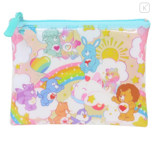 Japan Care Bears Clear Flat Mini Pouch - Rainbow Party Cousin - 1