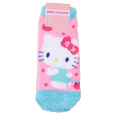Japan Sanrio Fluffy Socks - Hello Kitty : Blue Pink Apple
