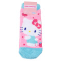 Japan Sanrio Fluffy Socks - Hello Kitty : Blue Pink Apple - 1