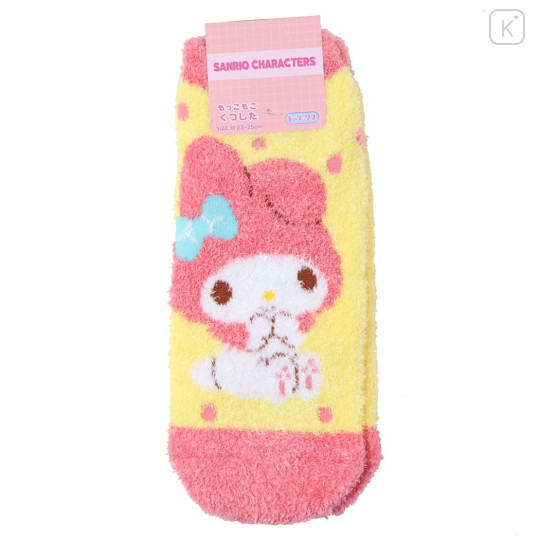 Japan Sanrio Fluffy Socks - My Melody : Yellow Pink - 1