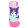 Japan Sanrio Fluffy Socks - Kuromi : Pink Purple Stripe - 1