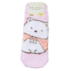 Japan San-X Fluffy Socks - Sumikko Gurashi : Shirokuma & Furoshiki Pink