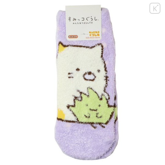 Japan San-X Fluffy Socks - Sumikko Gurashi : Neko & Zassou Purple - 1