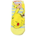 Japan Pokemon Fluffy Socks - Pikachu : Wink Yellow Blue Stripe - 1