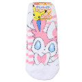 Japan Pokemon Fluffy Socks - Sylveon : White Pink Stripe - 1