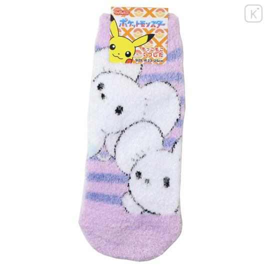 Japan Pokemon Fluffy Socks - Tandemaus : Purple Stripe - 1