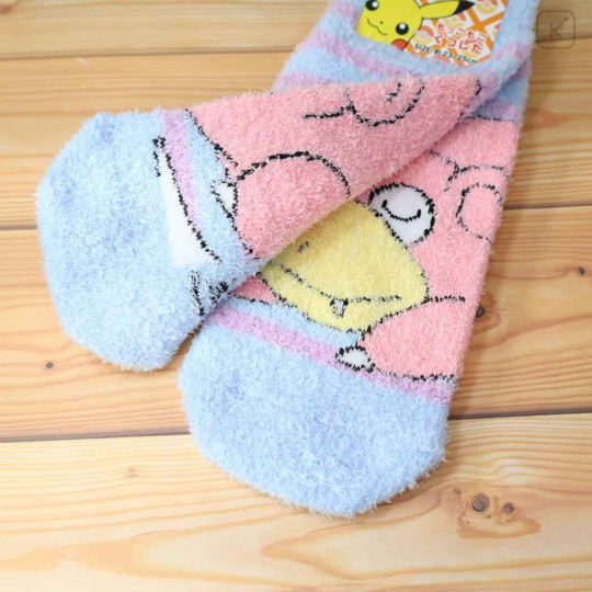 Japan Pokemon Fluffy Socks - Slowpoke Purple Pink Stripe - 2