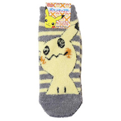 Japan Pokemon Fluffy Socks - Mimikyu : Grey Yellow Stripe