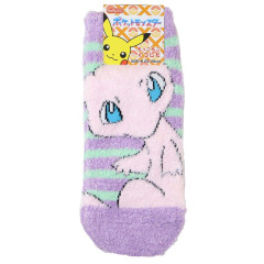Japan Pokemon Fluffy Socks - Mew : Purple Green Stripe