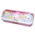 Japan Kamio Tin Pencil Case - Happy March Cat & Rabbit : Heisei Retro Pink - 1