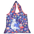 Japan Moomin Eco Shopping Bag - Little My & Moomintroll : Purple Flower Reading - 1