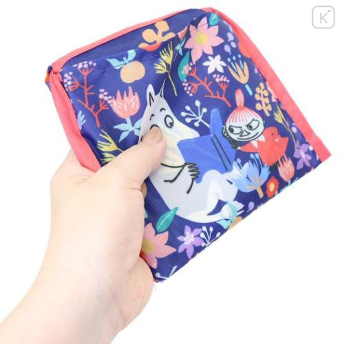 Japan Moomin Eco Shopping Bag - Little My & Moomintroll : Purple Flower Reading - 4