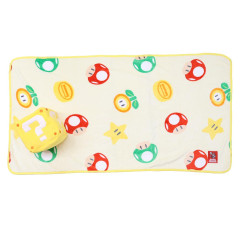 Japan Super Mario Lap Blanket with Mascot Pouch - Super Mario Brothers Light Yellow Power Up Block