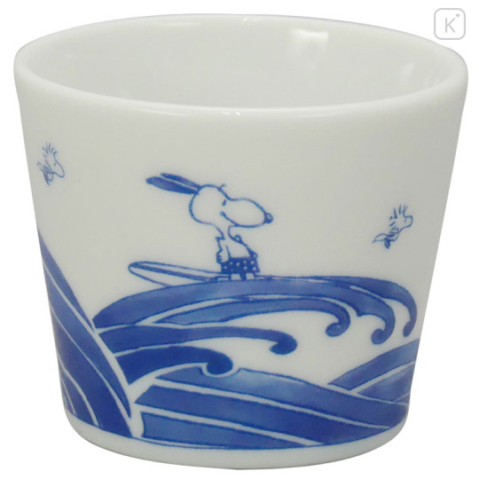 Japan Peanuts Japanese Small Cup Soba Choko - Snoopy & Woodstock : Big Wave Surfing - 1
