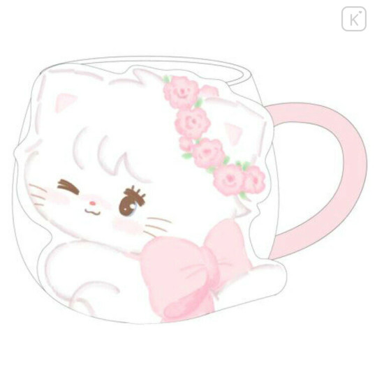 Japan Mikko Illustrations Die-cut Face Mug - Mousse Wink Flower - 1