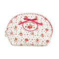 Japan Sanrio Quilted Cosmetic Pouch - Marron Cream : White Rose - 1