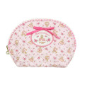 Japan Sanrio Quilted Cosmetic Pouch - Marron Cream : Pink Rose - 1