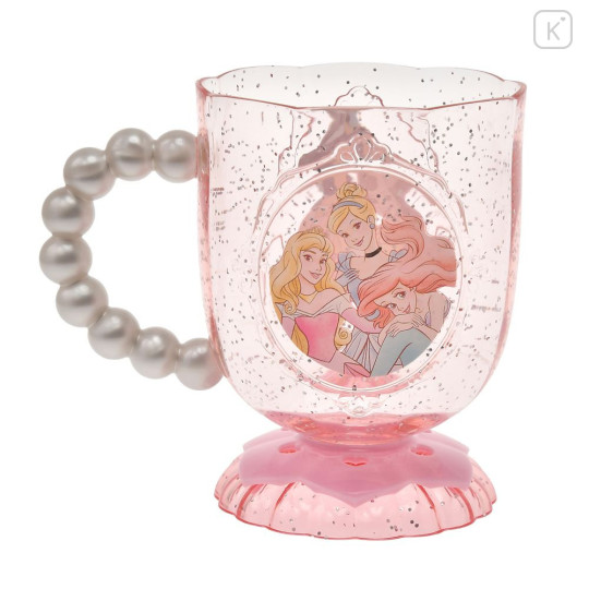 Japan Disney Store Clear Cup - Belle & Jasmine & Rapunzel : Pink Pearl Smile - 2