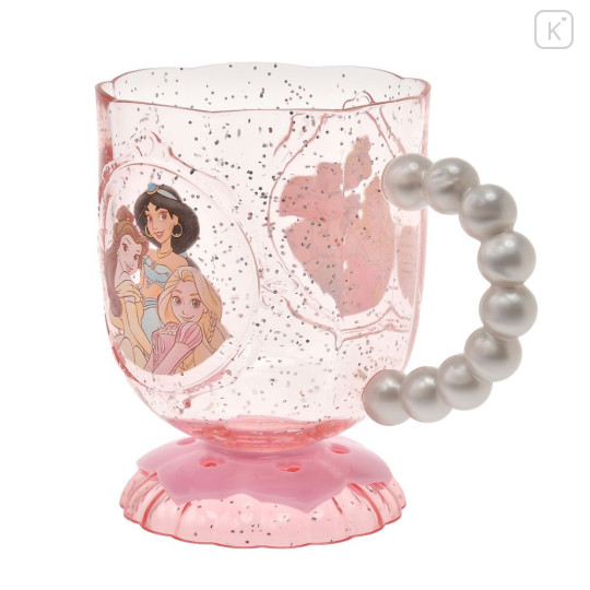 Japan Disney Store Clear Cup - Belle & Jasmine & Rapunzel : Pink Pearl Smile - 3