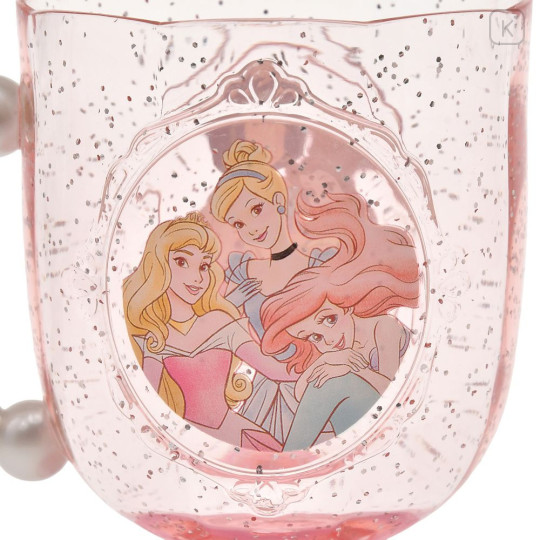 Japan Disney Store Clear Cup - Belle & Jasmine & Rapunzel : Pink Pearl Smile - 5