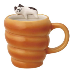 Japan Decole 3D Porcelain Mug - Concombre Cat Relax on Large Bread