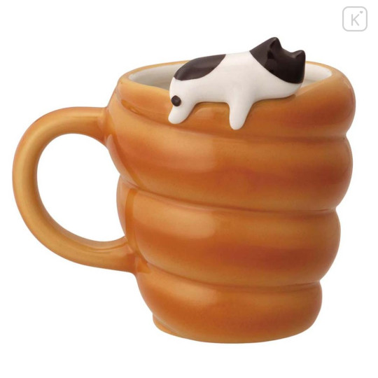 Japan Decole 3D Porcelain Mug - Concombre Cat Relax on Large Bread - 2