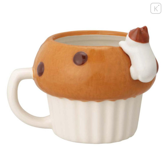 Japan Decole 3D Porcelain Mug - Concombre Cat Relax on Large Bread Muffin - 2