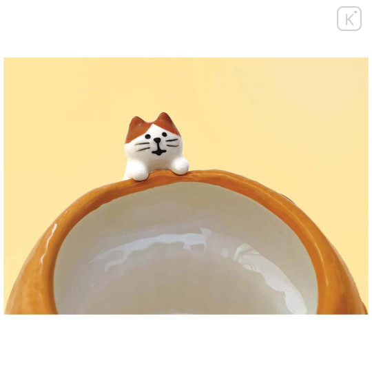 Japan Decole 3D Porcelain Mug - Concombre Cat Relax on Large Bread Muffin - 3