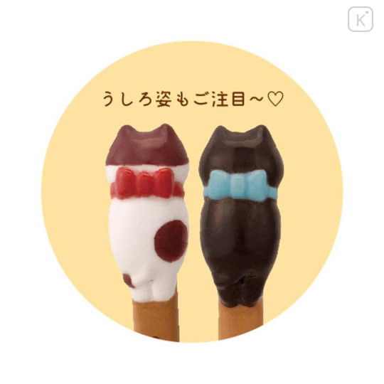 Japan Decole Ceramic Spoon - Concombre Black Cat Relax on Large Bread Nokkari Figure Baguette - 2