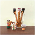 Japan Decole Ceramic Spoon - Concombre Black Cat Relax on Large Bread Nokkari Figure Baguette - 3