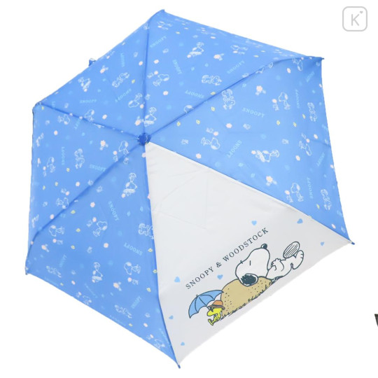 Japan Peanuts Folding Umbrella - Snoopy & Woodstock : Blue - 2