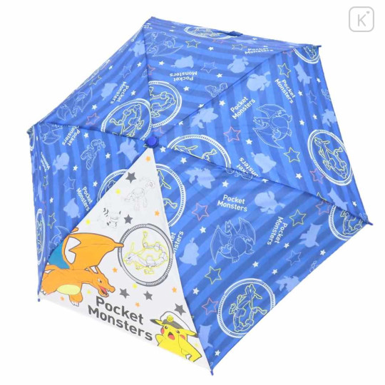 Japan Pokemon Folding Umbrella - Charizard & Pikachu : Blue - 2