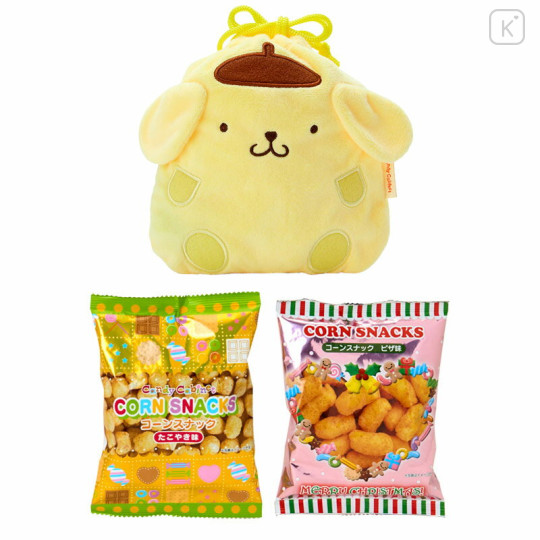 Japan Sanrio Original Character-shaped Drawstring Bag with Snack - Pompompurin - 3