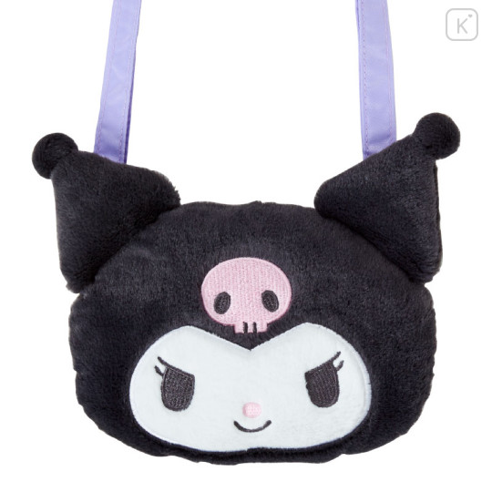Japan Sanrio Original Kids Face-Shaped Shoulder Bag with Snack - Kuromi - 2
