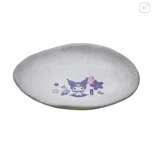 Japan Sanrio Banko Ware Oval Bowl - Kuromi : Bellflower - 1