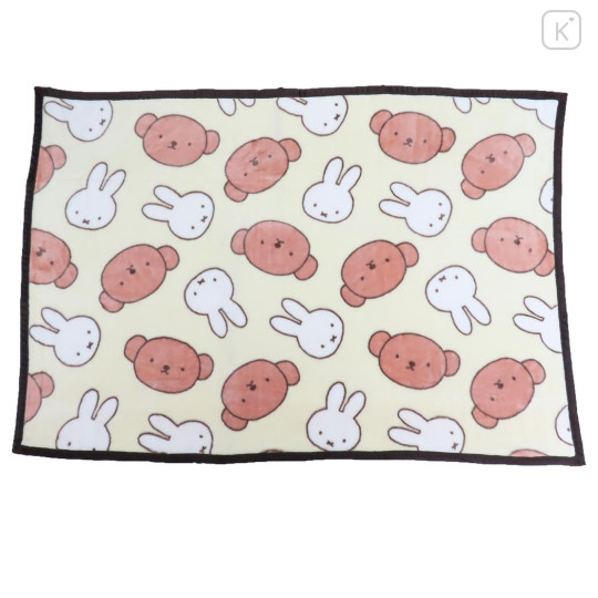 Japan Miffy Fluffy Throw Blanket - Boris & Miffy : Light Yellow - 1