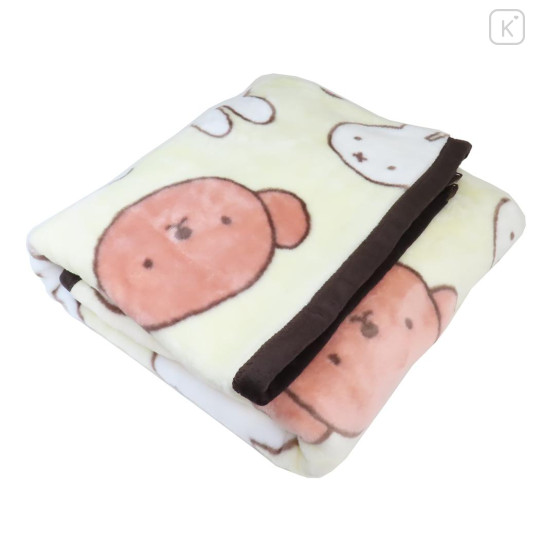 Japan Miffy Fluffy Throw Blanket - Boris & Miffy : Light Yellow - 3