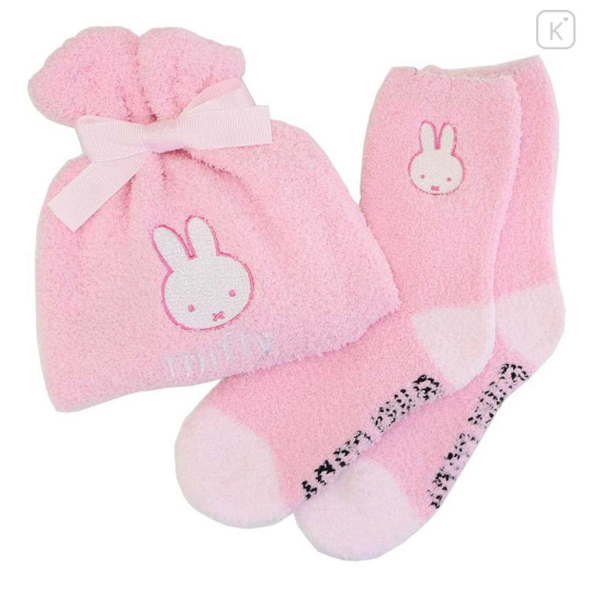 Japan Miffy Warm Socks & Drawstring Bag - Miffy : Pink - 1