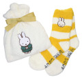 Japan Miffy Warm Socks & Drawstring Bag - Miffy : White Yellow Stripe - 1