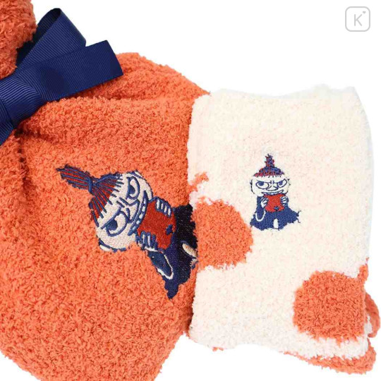 Japan Moomin Warm Socks & Drawstring Bag - Little My : Orange Beige - 3