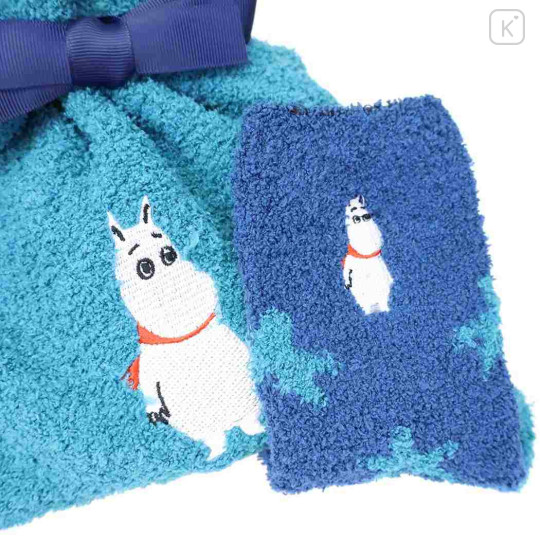 Japan Moomin Warm Socks & Drawstring Bag - Moomintroll : Turquoise Blue - 3